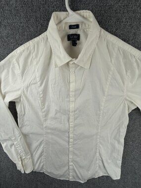 Armani Jeans 2XL Fitted White Button Up Shirt Long Sleeve Cotton Blend Stretch *